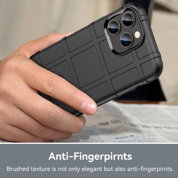 For iPhone 14 Pro Rugged Shield Full Coverage Shockproof TPU Case (Black)