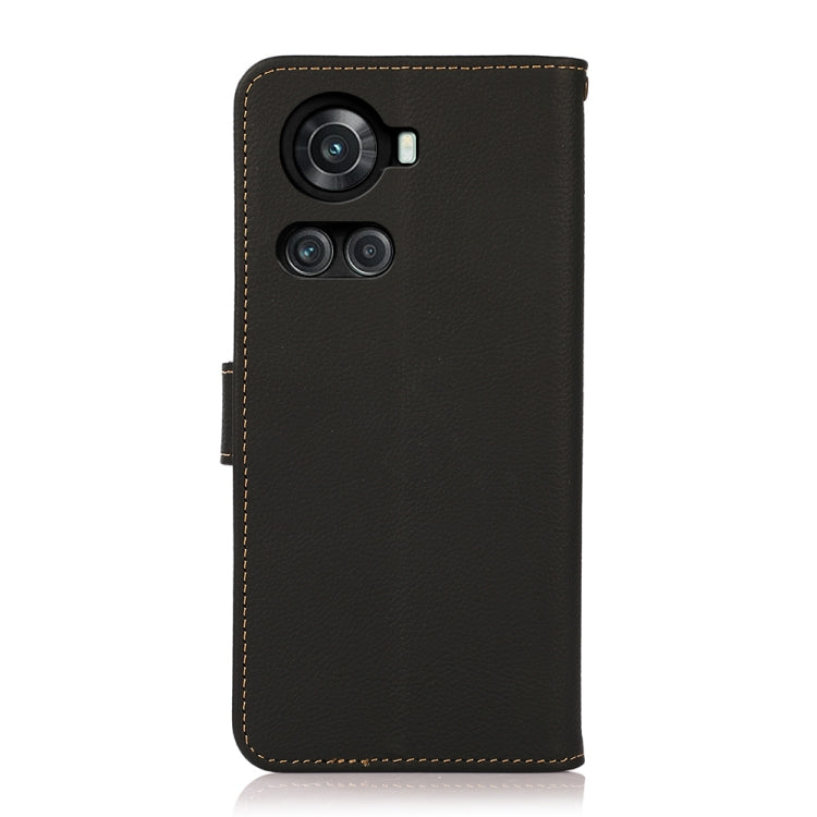 For OnePlus 10R / Ace KHAZNEH Custer Genuine Leather RFID Phone Case(Black)