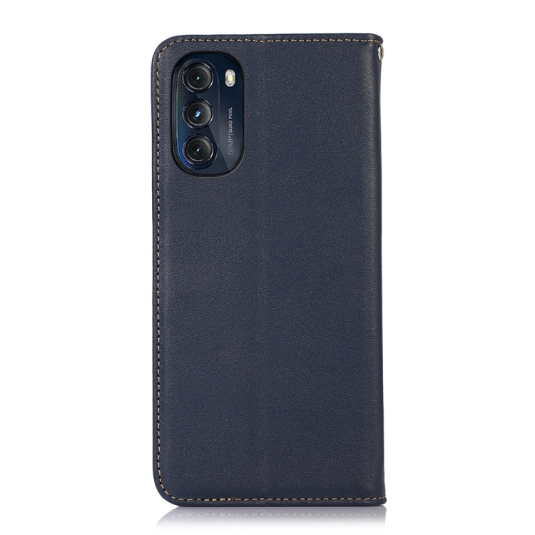 For Motorola Moto G 2022 5G KHAZNEH Nappa Top Layer Cowhide Leather Phone Case(Blue)