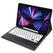 C12B Detachable Pen Slot Bluetooth Keyboard Leather Tablet Case For iPad Pro 12.9 inch 2021/2020/2018(Black)