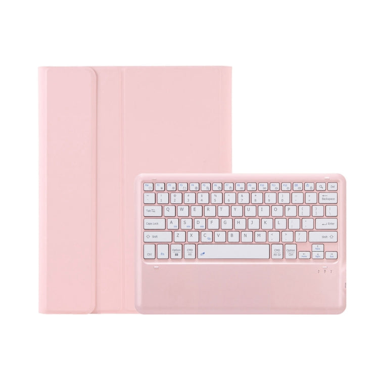 C12B Detachable Pen Slot Bluetooth Keyboard Leather Tablet Case For iPad Pro 12.9 inch 2021/2020/2018(Pink)