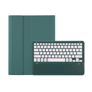 C12B Detachable Pen Slot Bluetooth Keyboard Leather Tablet Case For iPad Air 13 2025 / 2024 / Pro 12.9 inch 2021/2020/2018(Dark Green)