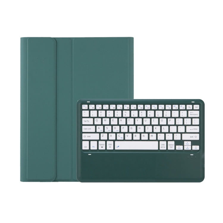 C12B Detachable Pen Slot Bluetooth Keyboard Leather Tablet Case For iPad Air 13 2025 / 2024 / Pro 12.9 inch 2021/2020/2018(Dark Green)