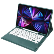 C12B Detachable Pen Slot Bluetooth Keyboard Leather Tablet Case For iPad Air 13 2025 / 2024 / Pro 12.9 inch 2021/2020/2018(Dark Green)