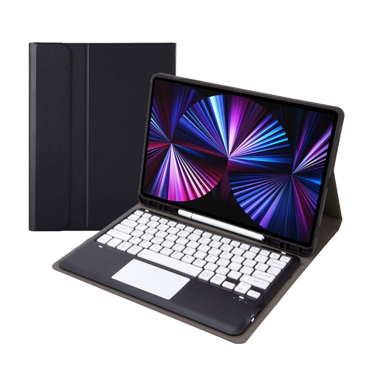 T12B-A Detachable Touch Pad Bluetooth Keyboard Leather Tablet Case For iPad Air 13 2025 / 2024 / Pro 12.9 inch 2021/2020/2018(Black)