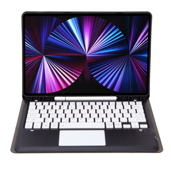 T12B-A Detachable Touch Pad Bluetooth Keyboard Leather Tablet Case For iPad Air 13 2025 / 2024 / Pro 12.9 inch 2021/2020/2018(Black)