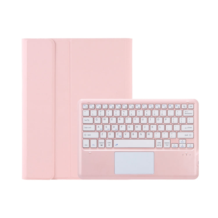 T12B-A Detachable Touch Pad Bluetooth Keyboard Leather Tablet Case For iPad Pro 12.9 inch 2021/2020/2018(Pink)