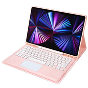 T12B-A Detachable Touch Pad Bluetooth Keyboard Leather Tablet Case For iPad Pro 12.9 inch 2021/2020/2018(Pink)