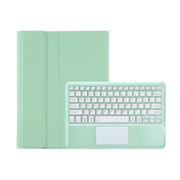 T12B-A Detachable Touch Pad Bluetooth Keyboard Leather Tablet Case For iPad Air 13 2025 / 2024 / Pro 12.9 inch 2021/2020/2018(Mint Green)