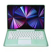 T12B-A Detachable Touch Pad Bluetooth Keyboard Leather Tablet Case For iPad Air 13 2025 / 2024 / Pro 12.9 inch 2021/2020/2018(Mint Green)