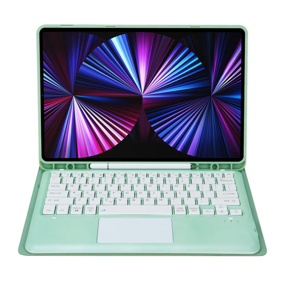 T12B-A Detachable Touch Pad Bluetooth Keyboard Leather Tablet Case For iPad Air 13 2025 / 2024 / Pro 12.9 inch 2021/2020/2018(Mint Green)