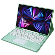 T12B-A Detachable Touch Pad Bluetooth Keyboard Leather Tablet Case For iPad Air 13 2025 / 2024 / Pro 12.9 inch 2021/2020/2018(Mint Green)