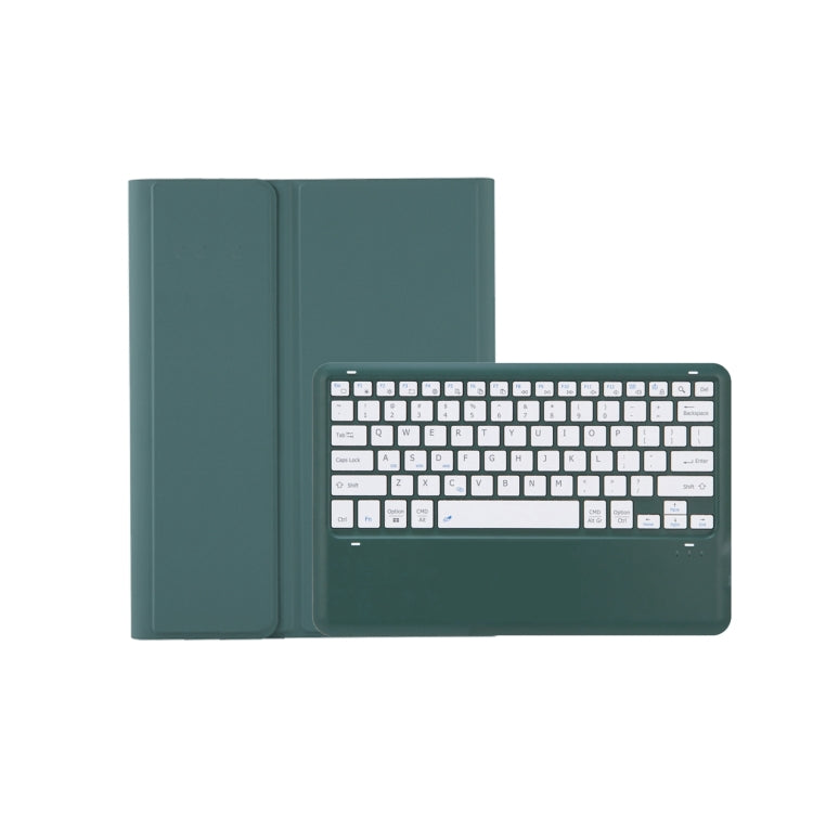 T800B Pen Slot Detachable Bluetooth Keyboard Leather Tablet Case For Samsung Galaxy Tab S8+/S7+/S7 FE(Dark Green)