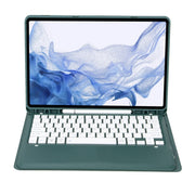 T800B Pen Slot Detachable Bluetooth Keyboard Leather Tablet Case For Samsung Galaxy Tab S8+/S7+/S7 FE(Dark Green)