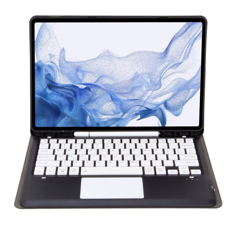 T800B-A Touch Pad Detachable Bluetooth Keyboard Leather Tablet Case For Samsung Galaxy Tab S8+/S7+/S7 FE(Black)