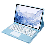 T800B-A Touch Pad Detachable Bluetooth Keyboard Leather Tablet Case For Samsung Galaxy Tab S8+/S7+/S7 FE(Sky Blue)