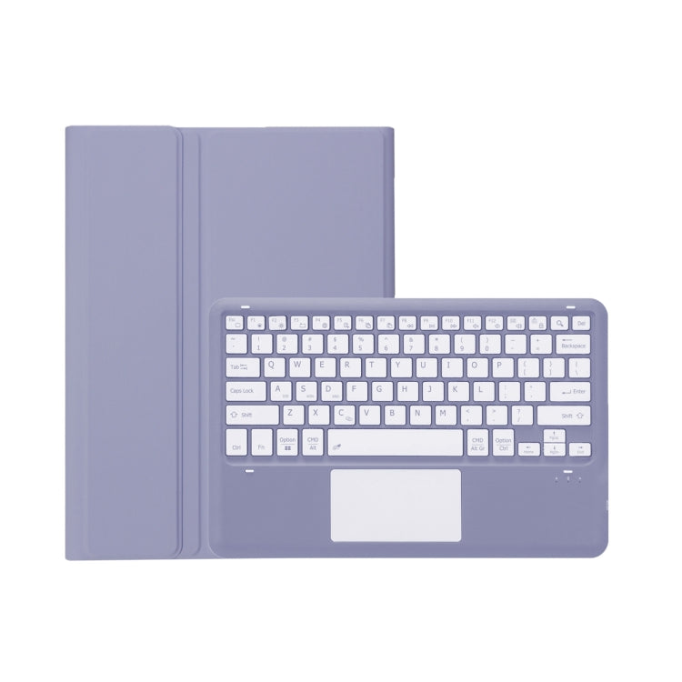 T800B-A Touch Pad Detachable Bluetooth Keyboard Leather Tablet Case For Samsung Galaxy Tab S8+/S7+/S7 FE(Purple)