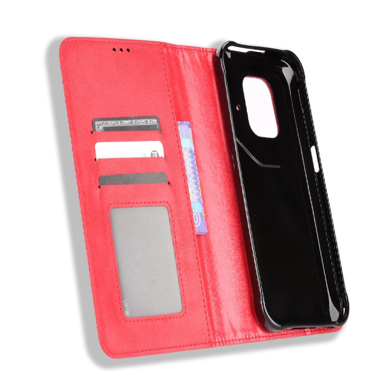 For Ulefone Power Armor 14 / 14 Pro Magnetic Buckle Retro Texture Leather Phone Case(Red)