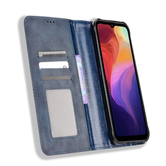 For Ulefone Power Armor 14 / 14 Pro Magnetic Buckle Retro Texture Leather Phone Case(Blue)