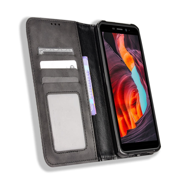 For Ulefone Armor X10 / X10 Pro Magnetic Buckle Retro Texture Leather Phone Case(Black)