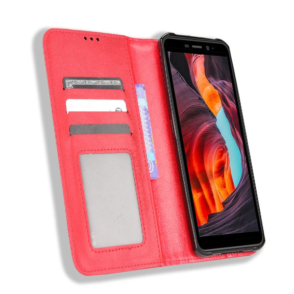 For Ulefone Armor X10 / X10 Pro Magnetic Buckle Retro Texture Leather Phone Case(Red)