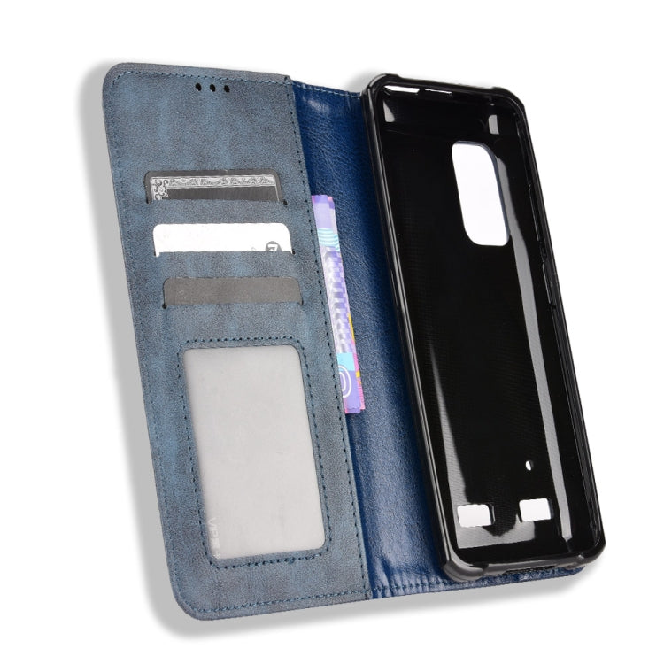 For Ulefone Armor X10 / X10 Pro Magnetic Buckle Retro Texture Leather Phone Case(Blue)