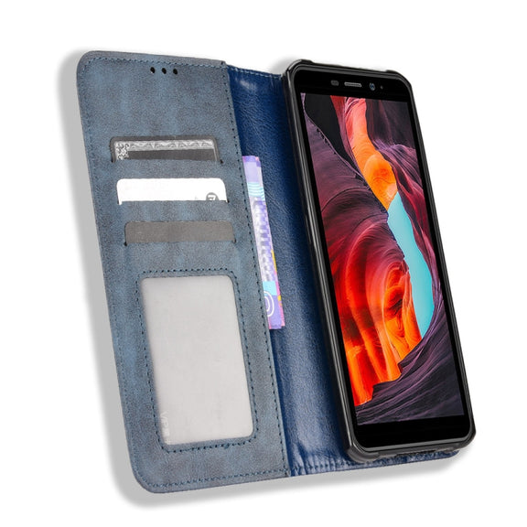 For Ulefone Armor X10 / X10 Pro Magnetic Buckle Retro Texture Leather Phone Case(Blue)