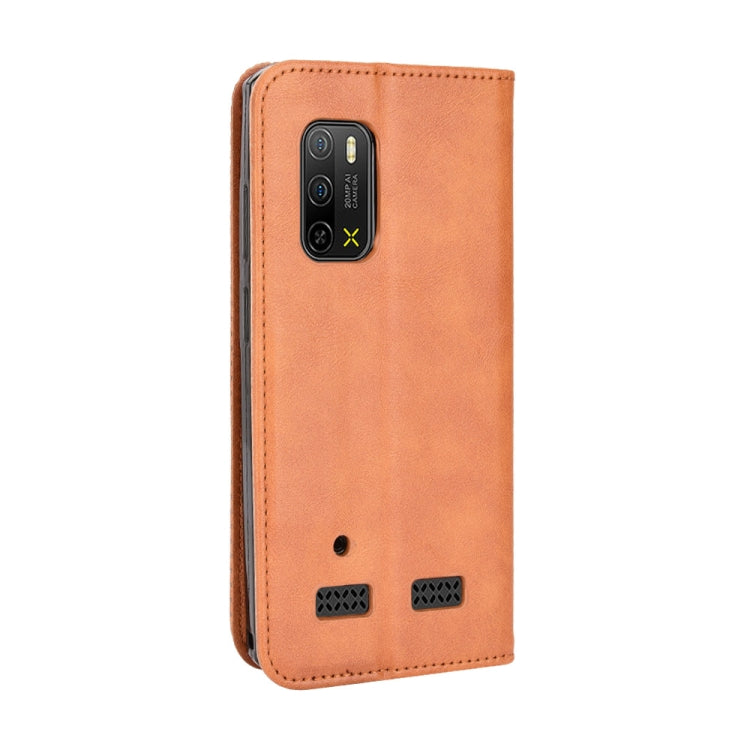 For Ulefone Armor X10 / X10 Pro Magnetic Buckle Retro Texture Leather Phone Case(Brown)