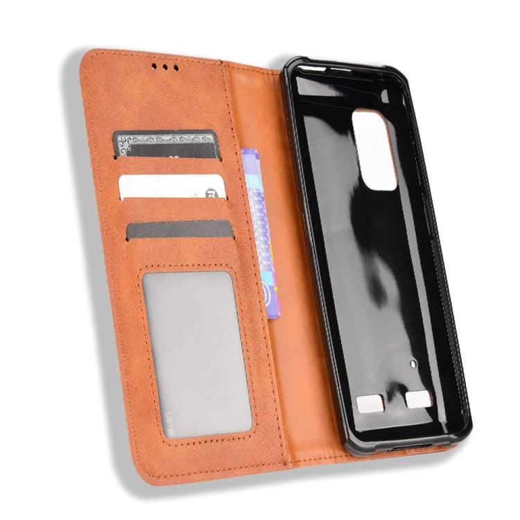For Ulefone Armor X10 / X10 Pro Magnetic Buckle Retro Texture Leather Phone Case(Brown)