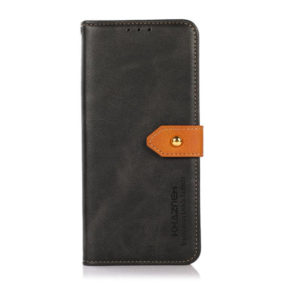 For iPhone 17 Pro Max KHAZNEH Dual-color Cowhide Texture Flip Leather Phone Case(Black)
