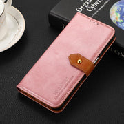 For iPhone 17 Pro Max KHAZNEH Dual-color Cowhide Texture Flip Leather Phone Case(Rose Gold)