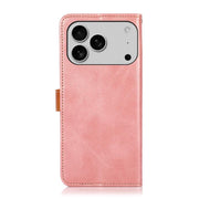For iPhone 17 Pro Max KHAZNEH Dual-color Cowhide Texture Flip Leather Phone Case(Rose Gold)
