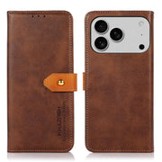 For iPhone 17 Pro Max KHAZNEH Dual-color Cowhide Texture Flip Leather Phone Case(Brown)