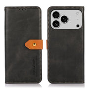 For iPhone 17 Pro KHAZNEH Dual-color Cowhide Texture Flip Leather Phone Case(Black)