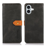 For iPhone 17 KHAZNEH Dual-color Cowhide Texture Flip Leather Phone Case(Black)