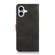 For iPhone 17 KHAZNEH Dual-color Cowhide Texture Flip Leather Phone Case(Black)