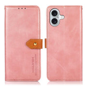 For iPhone 17 KHAZNEH Dual-color Cowhide Texture Flip Leather Phone Case(Rose Gold)