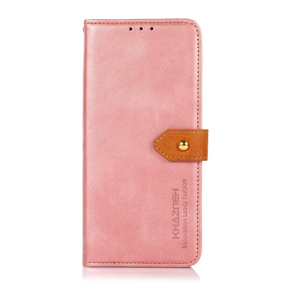 For iPhone 17 KHAZNEH Dual-color Cowhide Texture Flip Leather Phone Case(Rose Gold)