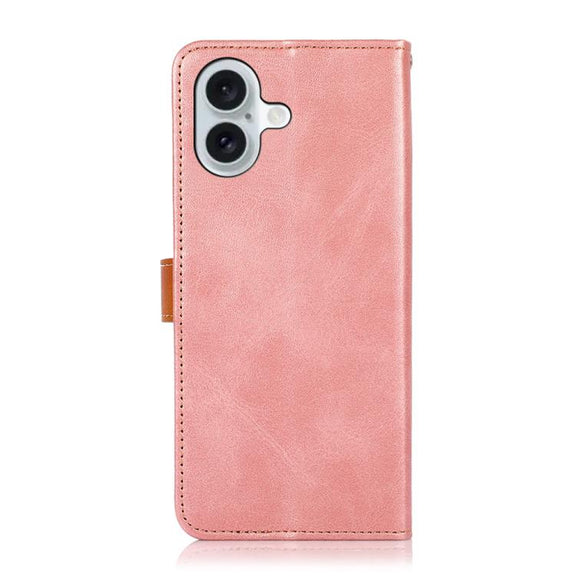 For iPhone 17 KHAZNEH Dual-color Cowhide Texture Flip Leather Phone Case(Rose Gold)