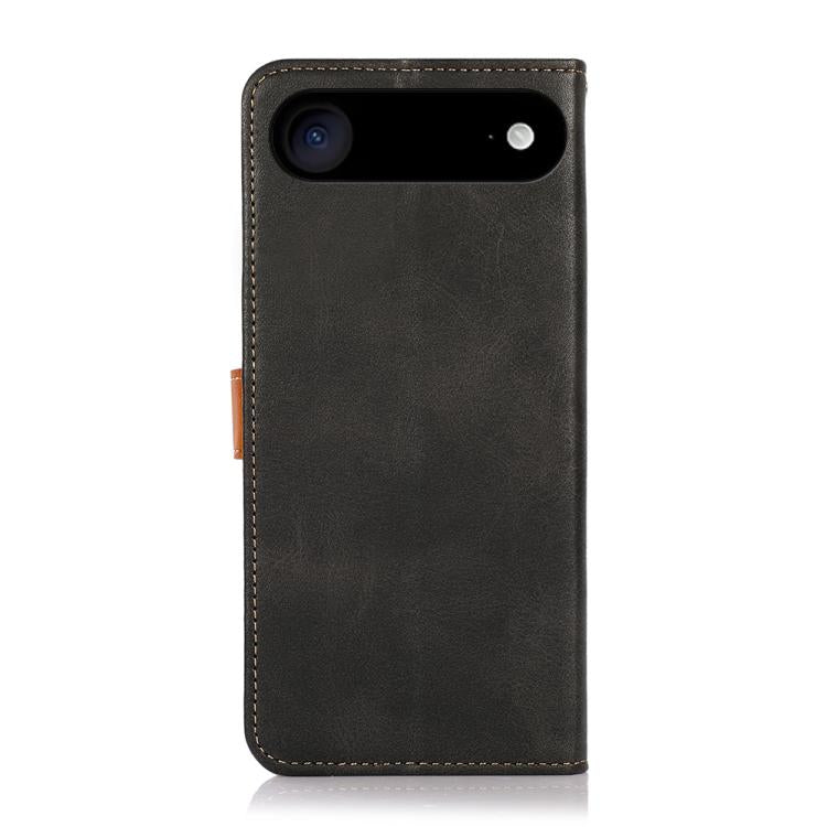 For iPhone 17 Air KHAZNEH Dual-color Cowhide Texture Flip Leather Phone Case(Black)