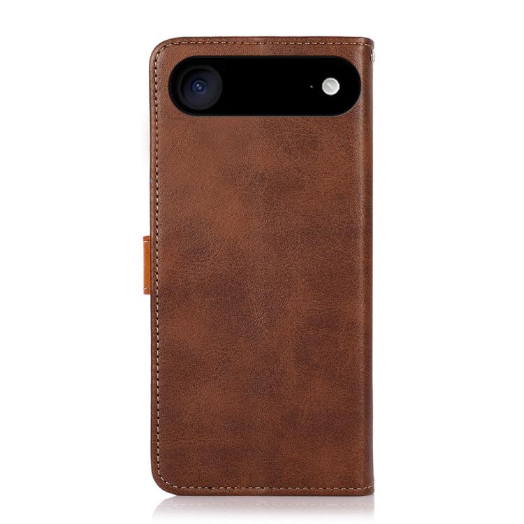 For iPhone 17 Air KHAZNEH Dual-color Cowhide Texture Flip Leather Phone Case(Brown)