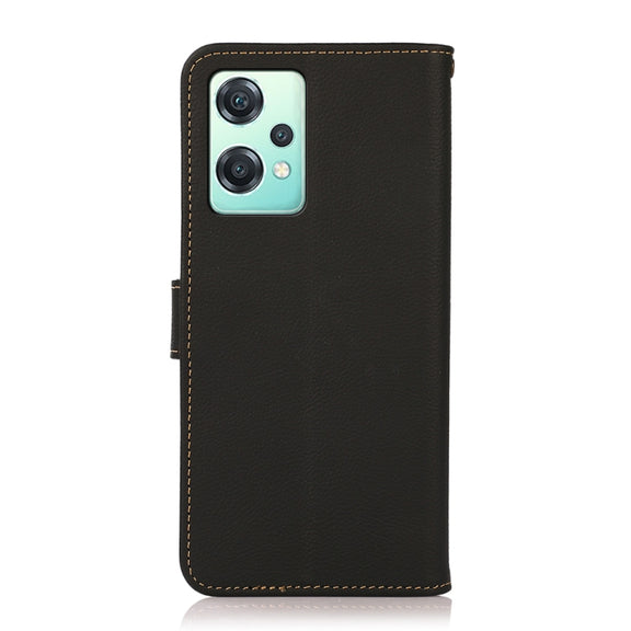 For OnePlus Nord CE 2 Lite 5G KHAZNEH Custer Genuine Leather RFID Phone Case(Black)