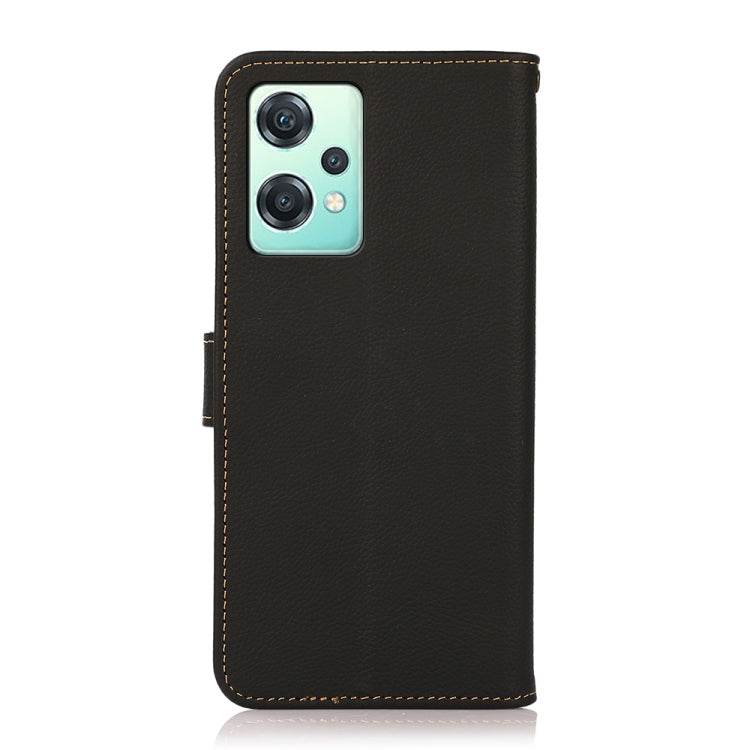 For OnePlus Nord CE 2 Lite 5G KHAZNEH Custer Genuine Leather RFID Phone Case(Black)