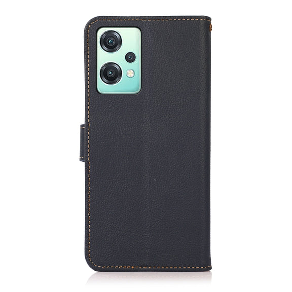 For OnePlus Nord CE 2 Lite 5G KHAZNEH Custer Genuine Leather RFID Phone Case(Blue)