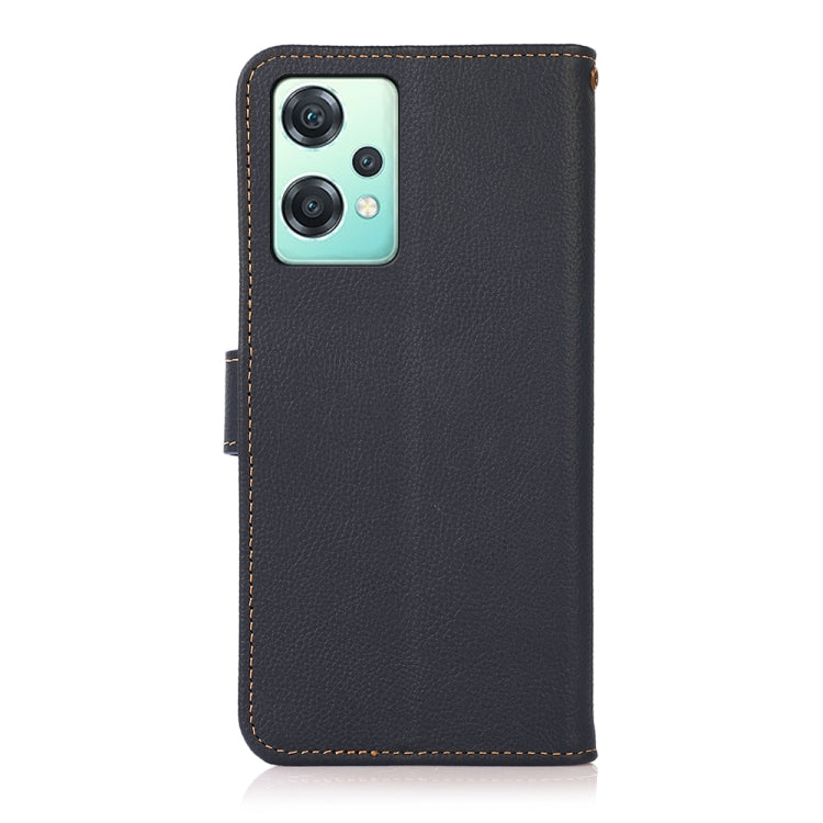 For OnePlus Nord CE 2 Lite 5G KHAZNEH Custer Genuine Leather RFID Phone Case(Blue)