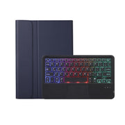 A07B-AS Lambskin Pen Slot Touch Pad Backlight Bluetooth Keyboard Leather Tablet Case For iPad 9.7 2018&2017 / Pro 9.7 / Air 2(Blue)