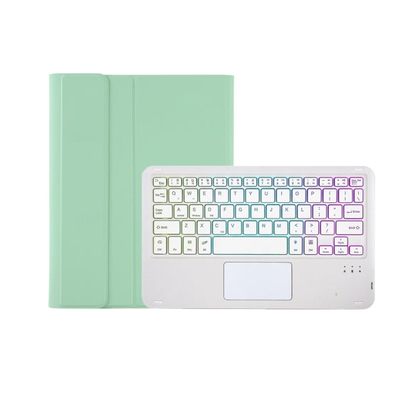 T07B-AS Skin Feel Pen Slot Touch Pad Backlight Bluetooth Keyboard Leather Tablet Case For iPad 9.7 2018&2017 / Pro 9.7 / Air 2(Mint Green)
