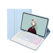 T11B-AS Skin Feel Pen Slot Touch Pad Backlight Bluetooth Keyboard Leather Tablet Case For iPad Air 11 2025 / 2024 / Pro 11 2021&2020&2018(Sky Blue)
