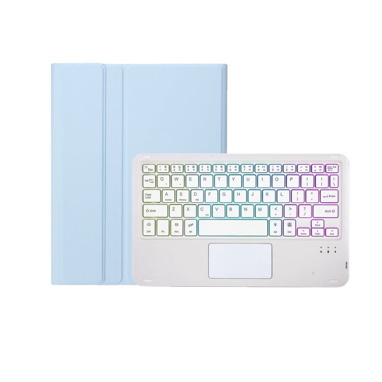 T11B-AS Skin Feel Pen Slot Touch Pad Backlight Bluetooth Keyboard Leather Tablet Case For iPad Air 11 2025 / 2024 / Pro 11 2021&2020&2018(Sky Blue)