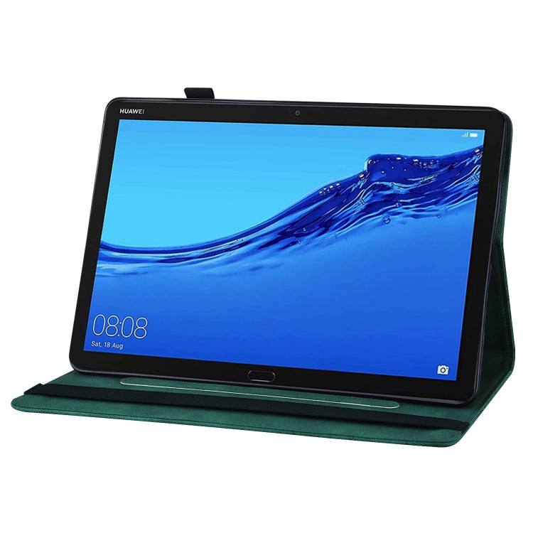 For Huawei MediaPad M5 Lite 10.1 Big Butterfly Embossed Leather Tablet Case(Green)